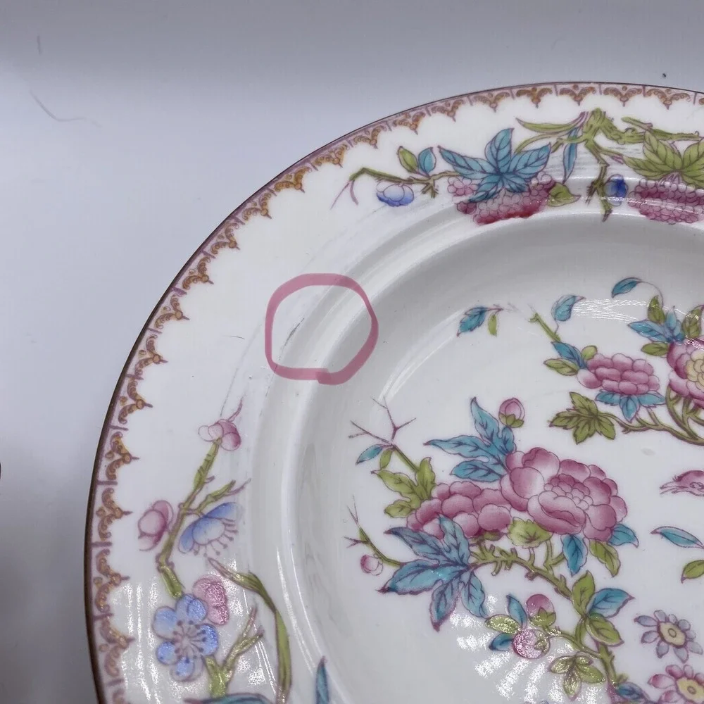 Vintage Antique MintonS (1891-1912) Cuckoo Pattern Porcelain Large Rim Soup Bowl - Picture 4 of 6